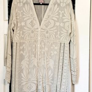 Johnny Was Eyelet Tunic Top Large.like New